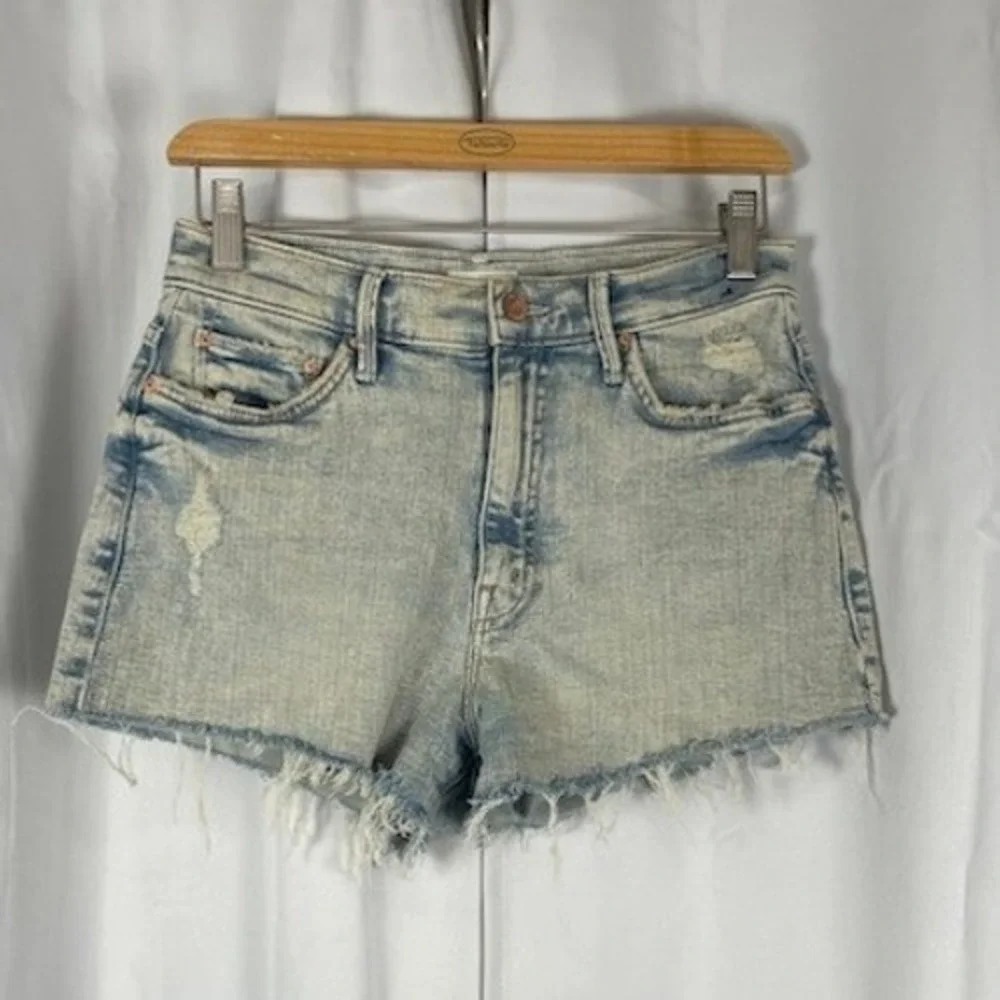 Mother The Easy Does It Short Rolling In The Bushes Light Wash Denim Shorts 25